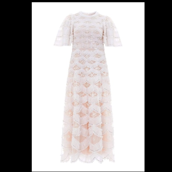 NEEDLE & THREAD WOMENS LUNETTE BLOSSOM ANKLE LENGTH GOWN DRESS SEQUIN TULLE 4 - Picture 2 of 13